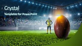  Presentation with golf player playing - Theme having center player with ball background and a ocean colored foreground