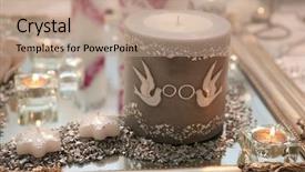  Presentation with white wedding - PPT theme having centerpiece - big wedding candle decorated background and a coral colored foreground