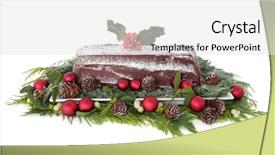  Presentation with christmas chocolate - PPT layouts with centerpiece - christmas chocolate yule log cake background and a white colored foreground