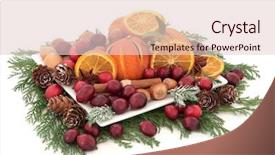  Presentation with orange fruit - Beautiful PPT layouts featuring centerpiece - christmas cranberry and dried orange backdrop and a  colored foreground