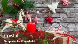  Presentation with candle christmas - Amazing PPT theme having centerpiece - christmas decorations with red candle backdrop and a tawny brown colored foreground