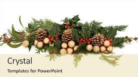  Presentation with christmas holly - Cool new slides with centerpiece - christmas decorative floral arrangement backdrop and a yellow colored foreground