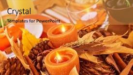  Presentation with pine cone - Amazing slide set having centerpiece - closeup photo on beautiful autumnal backdrop and a yellow colored foreground
