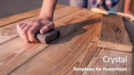  Presentation with vintage paper - Audience pleasing slide deck consisting of centerpiece - hand with snad paper sanding backdrop and a coral colored foreground