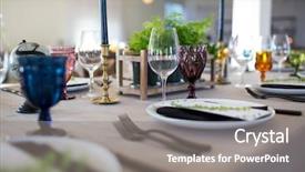  Presentation with wedding - PPT theme consisting of centerpiece - place settings and table scape background and a gray colored foreground
