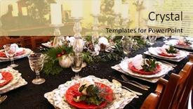  Presentation with christmas winter a table - PPT theme having centerpiece - traditional dining room table set background and a lemonade colored foreground