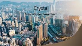  Presentation with hong kong china - Colorful theme enhanced with centers and road with car backdrop and a light blue colored foreground