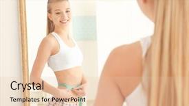  Presentation with diet low carb concept healthy - Slide set consisting of centimeter - diet concept young woman background and a lemonade colored foreground