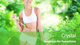  Presentation with tape recorder masters - Amazing presentation design having centimeter - slim girl with tape backdrop and a shamrock green colored foreground