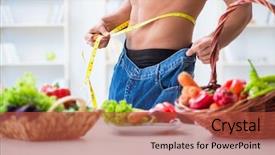  Presentation with children and healthy eating - Slide set having centimeter - young man in healthy eating background and a red colored foreground