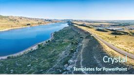  Presentation with aerial - Theme with centinnial - aerial panorama of northern part background and a  colored foreground