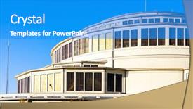  Presentation with function hall - Cool new PPT theme with centinnial - centennial hall 1913 wroclaw silesia backdrop and a teal colored foreground