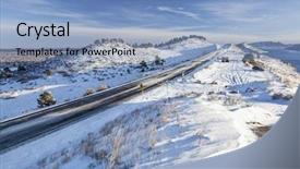  Presentation with fork road - Presentation theme having centinnial - centennial road and recreational parking background and a light blue colored foreground