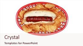  Presentation with corrugated potato chips - Beautiful presentation featuring centinnial - red basket with a hotdog backdrop and a sky blue colored foreground