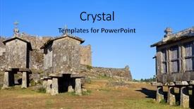  Presentation with corn - Presentation theme having centinnial - typical stone corn driers called background and a light blue colored foreground