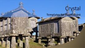  Presentation with biomass corn - Presentation theme with centinnial - typical stone corn driers called background and a light blue colored foreground