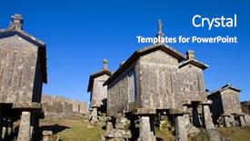  Presentation with corn - Slide deck featuring centinnial - typical stone corn driers called background and a teal colored foreground