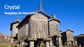  Presentation with called to authority - PPT theme having centinnial - typical stone corn driers called background and a teal colored foreground