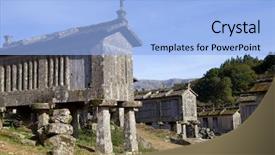  Presentation with corn - Presentation featuring centinnial - typical stone corn driers called background and a  colored foreground