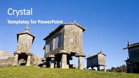  Presentation with corn cartoon - Theme with centinnial - typical stone corn driers called background and a  colored foreground