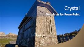  Presentation with called to authority - Audience pleasing theme consisting of centinnial - typical stone corn driers called backdrop and a ocean colored foreground