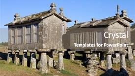  Presentation with corn - Theme with centinnial - typical stone corn driers called background and a coral colored foreground
