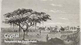  Presentation with village - Slides featuring central african village old illustration background and a gray colored foreground