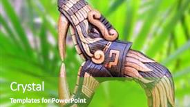  Presentation with handcraft - Presentation theme having central america - chichen itza snake symbol wood background and a shamrock green colored foreground