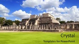  Presentation with temple - Slides having central america - chichen itza warriors temple los background and a gold colored foreground