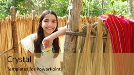  Presentation with latin america - Slides with central america - mexican latin indian girl background and a gold colored foreground
