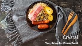  Presentation with eastern - PPT layouts featuring central and eastern european cuisines choucroute - sauerkraut with riesling background and a tawny brown colored foreground