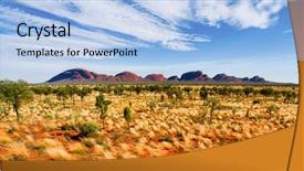  Presentation with australia - Slide deck with central australian landscape background and a light blue colored foreground