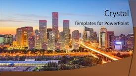  Presentation with cbd - Slides with central business district - beijing china cbd skyline background and a light blue colored foreground