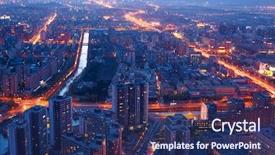  Presentation with cityscape - PPT theme featuring central business district - beijing cityscape background and a navy blue colored foreground