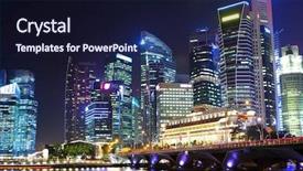  Presentation with singapore - Presentation theme featuring central business district - cityscape of singapore at night background and a wine colored foreground