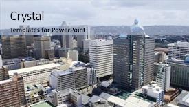  Presentation with cityscape - PPT layouts consisting of central business district - cityscape background and a light blue colored foreground