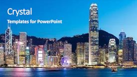  Presentation with hong kong - Slides enhanced with central business district - hong kong famous night view background and a teal colored foreground