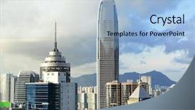  Presentation with hong kong - Beautiful slide deck featuring central business district - hong kong backdrop and a light blue colored foreground