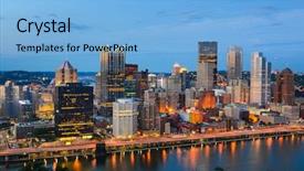  Presentation with pittsburgh - Presentation design consisting of central business district - pittsburgh pennsylvania usa at dusk background and a light blue colored foreground