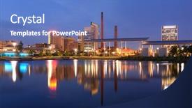  Presentation with alabama - Presentation featuring central business district - skyline of birmingham alabama background and a teal colored foreground