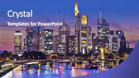  Presentation with financial center - Amazing presentation design having central business district - skyline of frankfurt germany backdrop and a teal colored foreground
