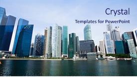  Presentation with singapore - Presentation theme having central business district - wide panorama of singapore city background and a sky blue colored foreground
