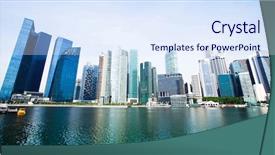  Presentation with singapore heritage - Colorful theme enhanced with central business district - wide panorama of skyline singapore backdrop and a sky blue colored foreground
