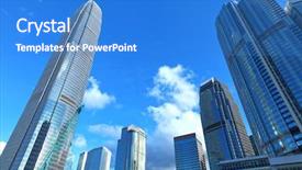  Presentation with hong kong - Theme enhanced with central-business-district-in-hong background and a teal colored foreground