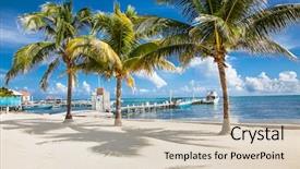  Presentation with turquoise - Slide set enhanced with central coast - beautiful caribbean sight with turquoise background and a lemonade colored foreground