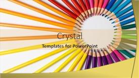  Presentation with crayons - PPT theme featuring central-composition-of-colorful-crayons background and a yellow colored foreground