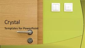  Presentation with green and wood - Colorful PPT layouts enhanced with central composition of wooden door backdrop and a yellow colored foreground