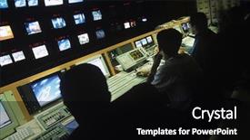  Presentation with control - PPT theme with central control room at television background and a black colored foreground