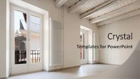  Presentation with old traditional romanian folk costumes - Colorful presentation design enhanced with central europe empty room backdrop and a mint green colored foreground