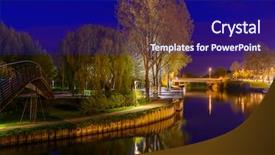  Presentation with night - Presentation theme having central europe france paris amien background and a navy blue colored foreground